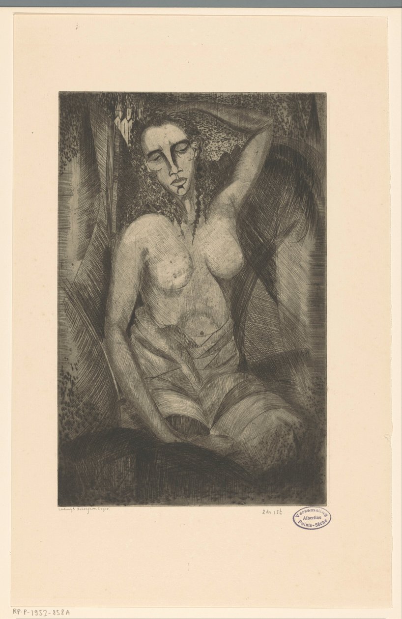 siddende kvinde Femme assise (original titel) af Lodewijk Schelfhout (signed by artist)