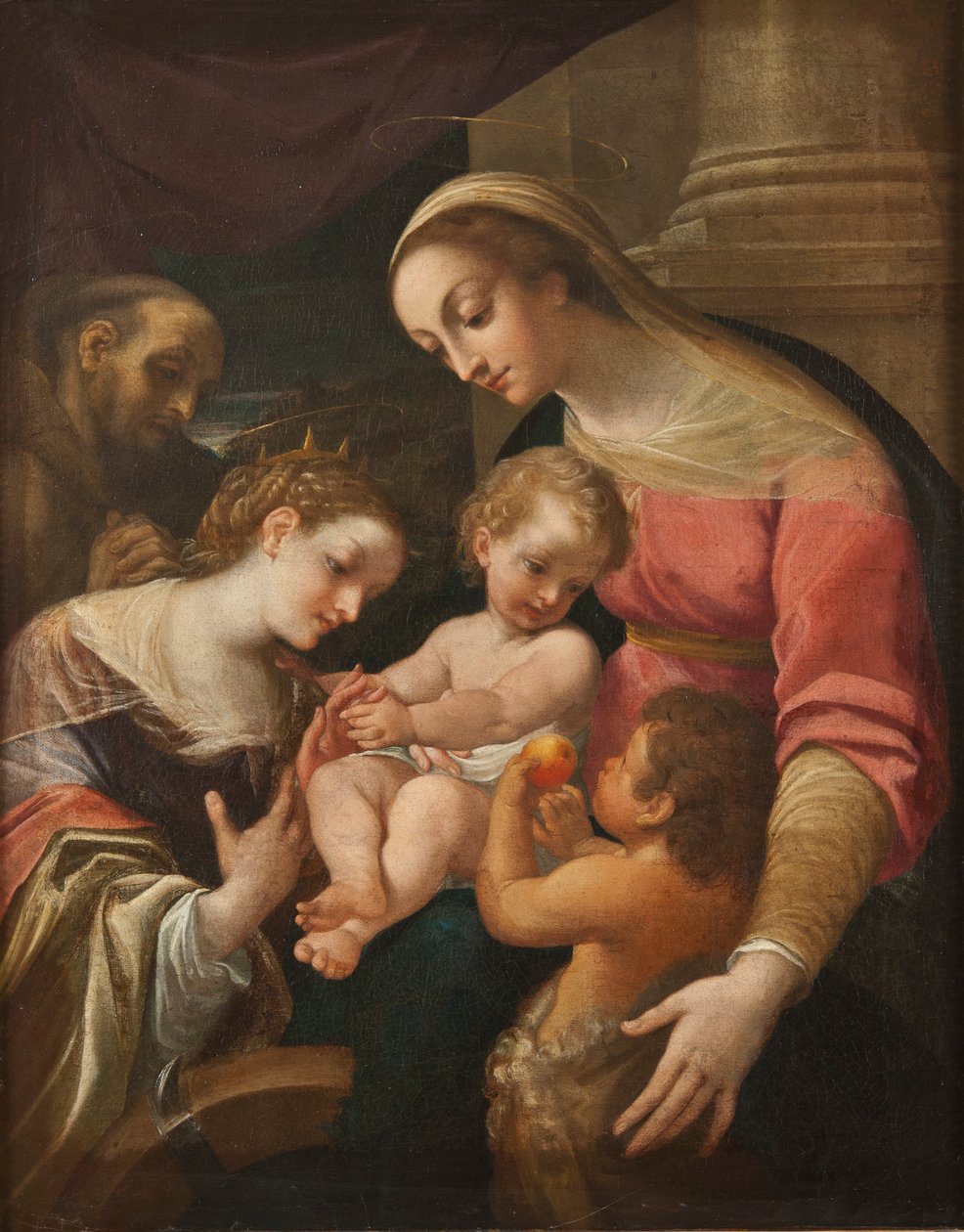 The Mystic Marriage of St Catherine, ca. 1600-30 af Lodovico after Carracci