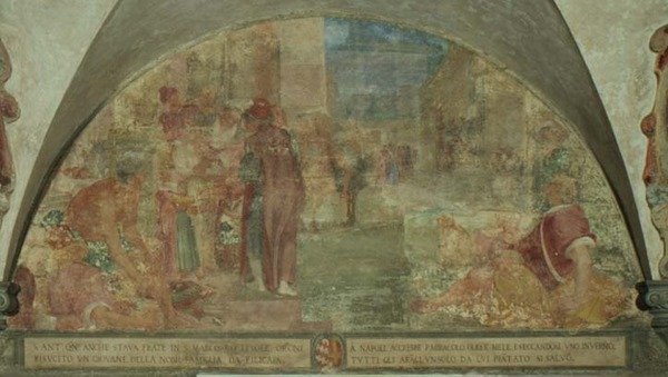 Sankt Antoninus rejser en ungdom af Filicaia-familien fra de døde (fresko) af Lodovico Buti
