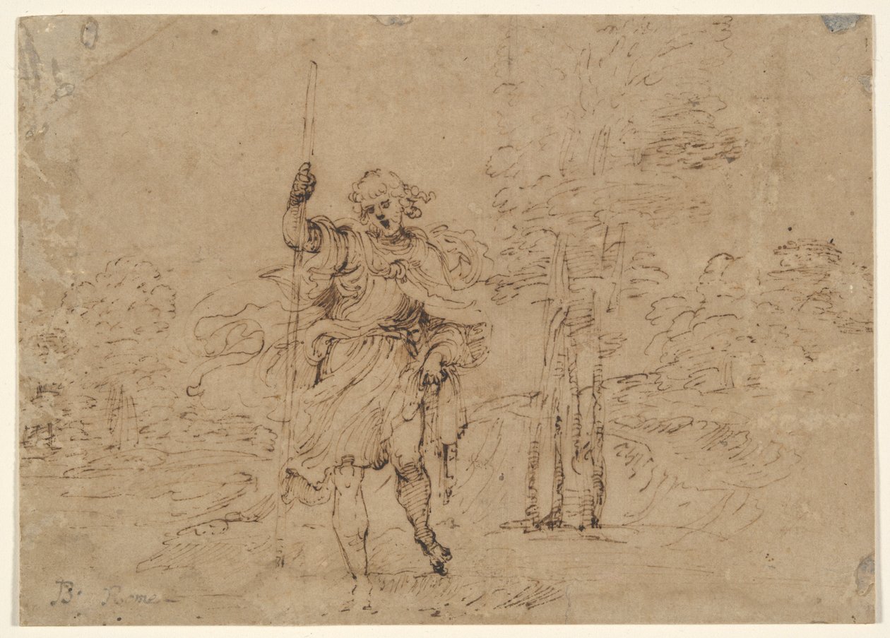 Sankt Christopher (eller Sankt Roch?) i et Landskab af Lodovico Carracci