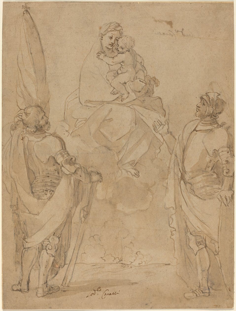 Jomfruen og barnet viser sig for de hellige George og William af Lodovico Carracci