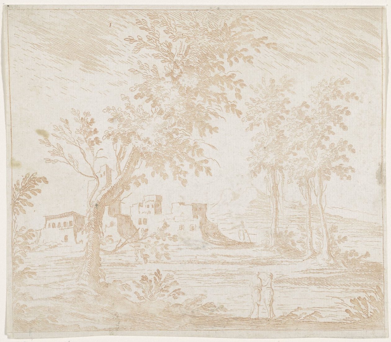 Landskab med ruin af Lodovico Mattioli (attributed to)