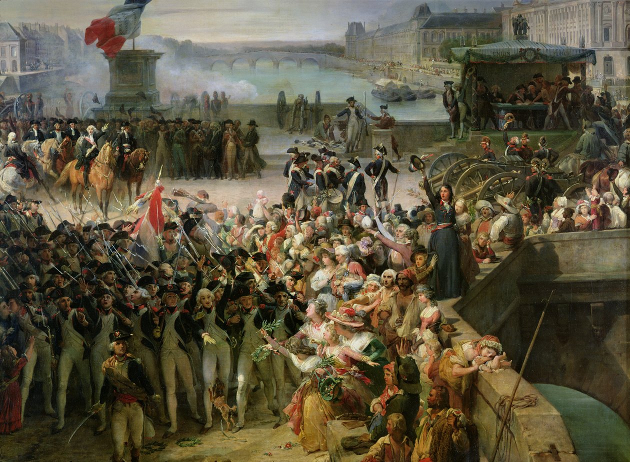 Garde Nationale de Paris tager af sted for at slutte sig til hæren i september 1792, ca. 1833-36 (detaljer fra 34104) af Léon Cogniet