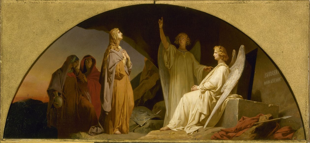 Skitse til Eglise de la Madeleine: Sainte Madeleine au sépulcre, i 1842 (olie på lærred) af Léon Cogniet