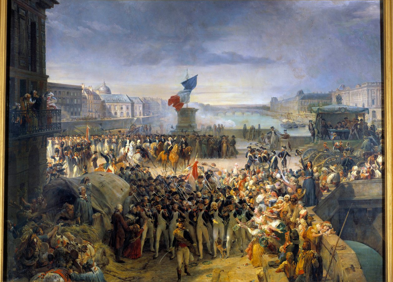Nationalgarden i Paris, samlet på Pont Neuf, rejste til hæren i september 1792. Maleri af Leon Cogniet (1794-1880) af Léon Cogniet