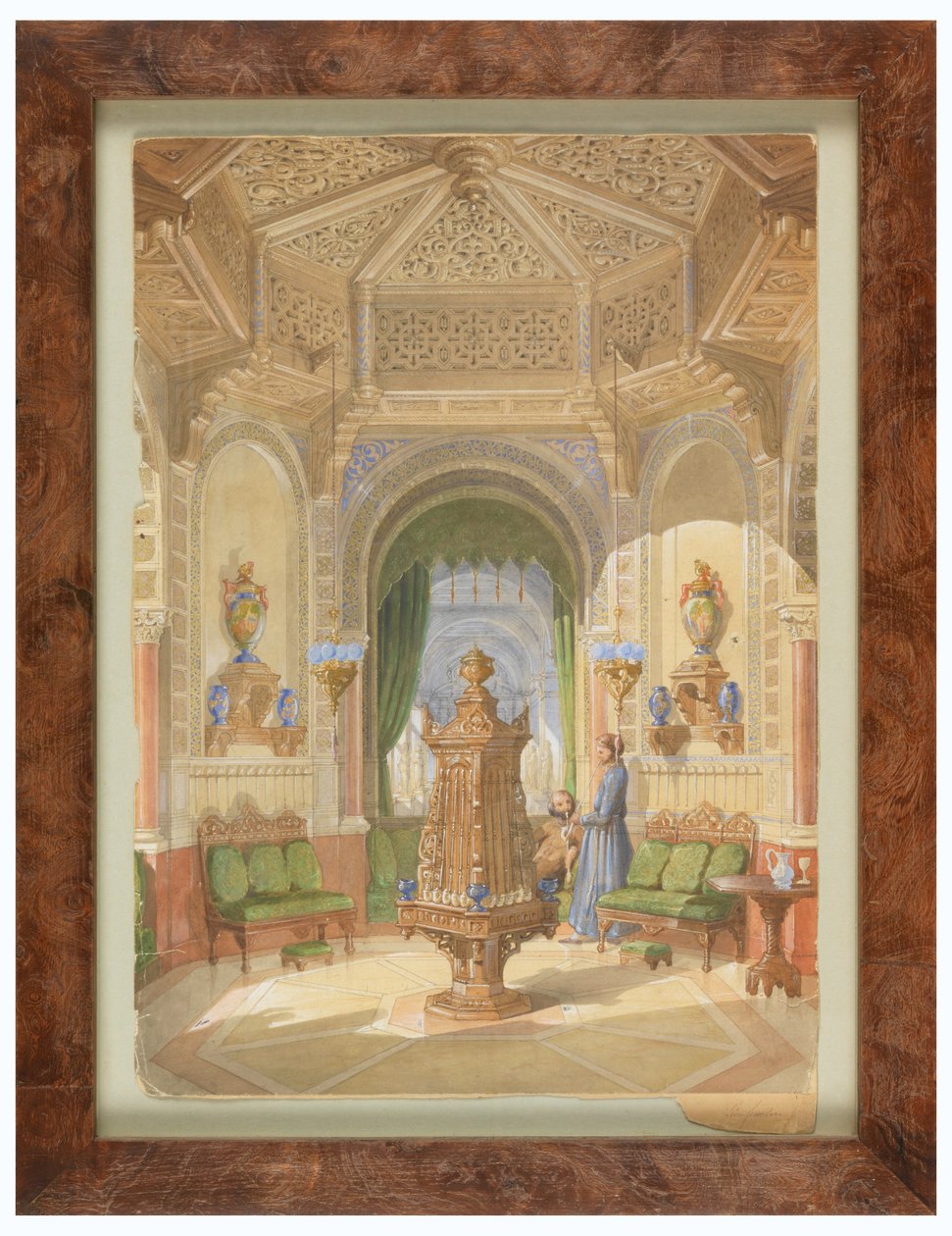 Tegning, Design til et maurisk rygerum [Tabagie], ca. 1844 af Léon Feuchère