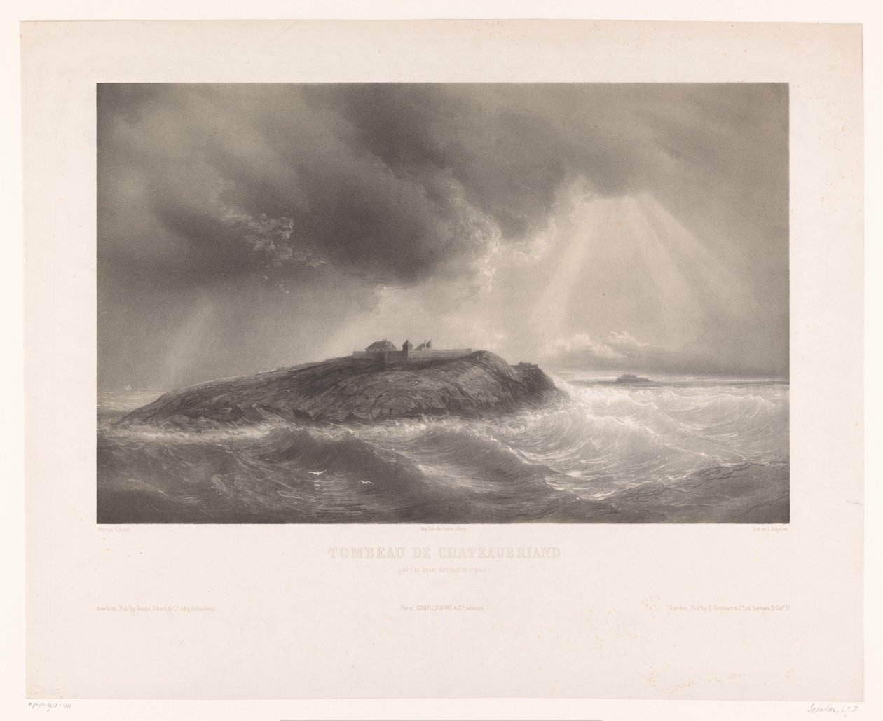 Graf van Francois-Rene de Chateaubriand Chateaubriands grav (Ilot du Grand Bey, Rade de St. Malo) (titel på objektet) af Léon Jean Baptiste Sabatier
