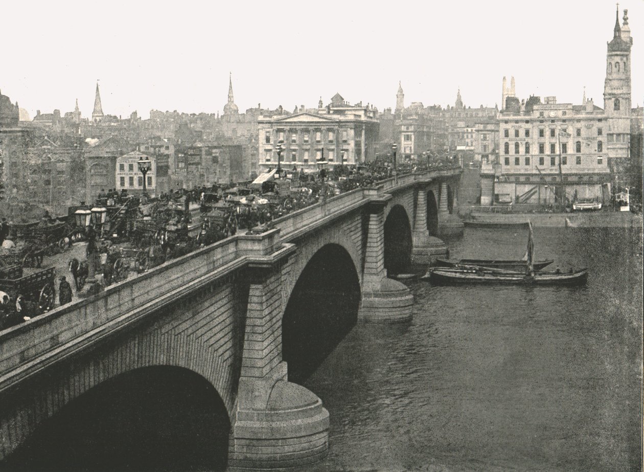 London Bridge ser mod nord, 1895. af London Stereoscopic and Photographic Co