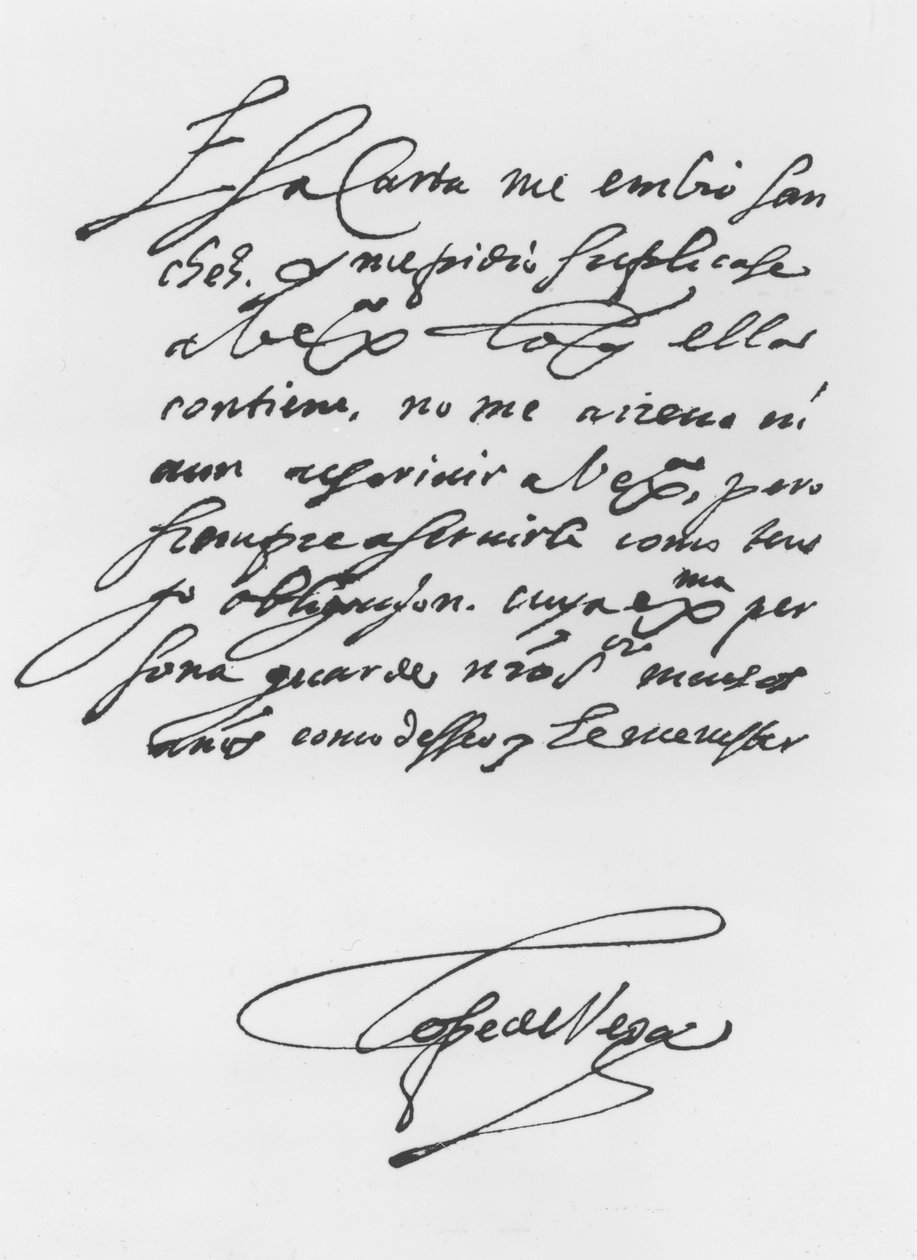 Underskrevet brev af Lope Felix de Vega Carpio