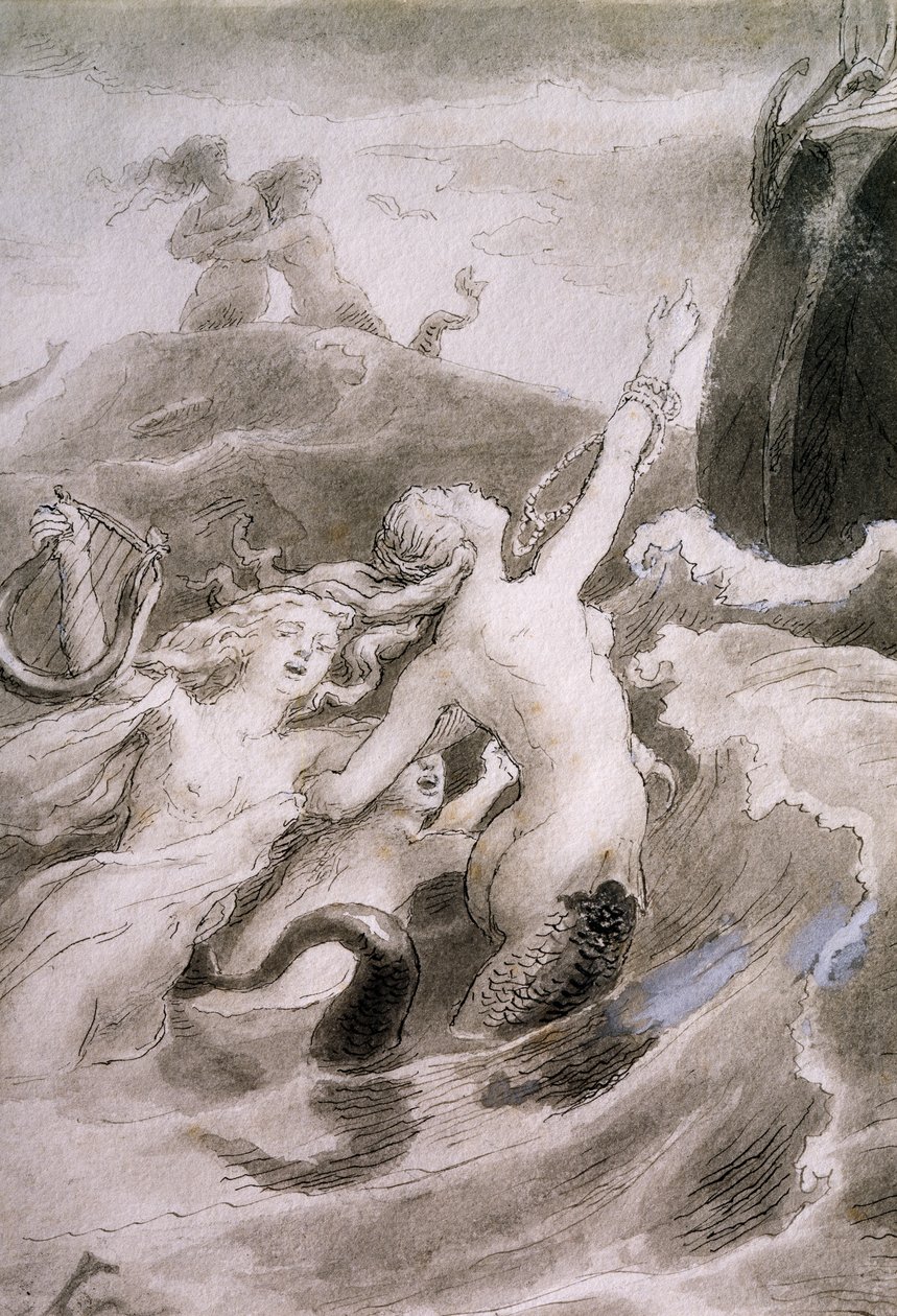 Pieni merenneito, kuvitus Lorenz Frolich (1820-1908) Hans Christian Andersenin (1805-1875) sadulle af Lorens Frolich