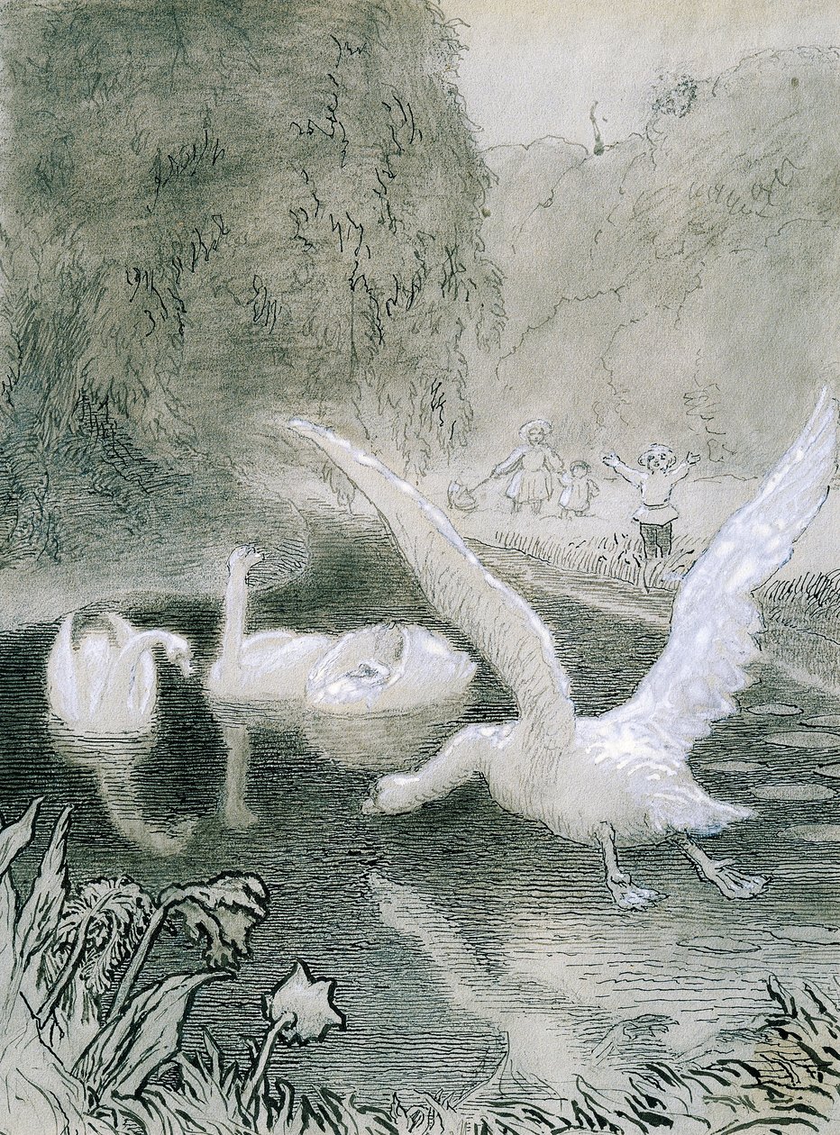 Ugly Duckling, illustration af Lorenz Frolich (1820-1908) til eventyr af HC Andersen (1805-1875) af Lorens Frolich