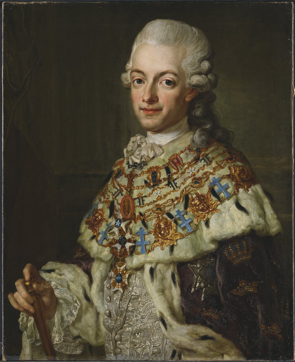 Gustave III de Suede - Portræt af kong Gustav III af Sverige (1746-1792), af Pasch, Lorenz, den yngre (1733-1805). Olie på lærred, ca 1773. Mål: 77x62 cm. Nationalmuseum Stockholm af Lorens the Younger Pasch