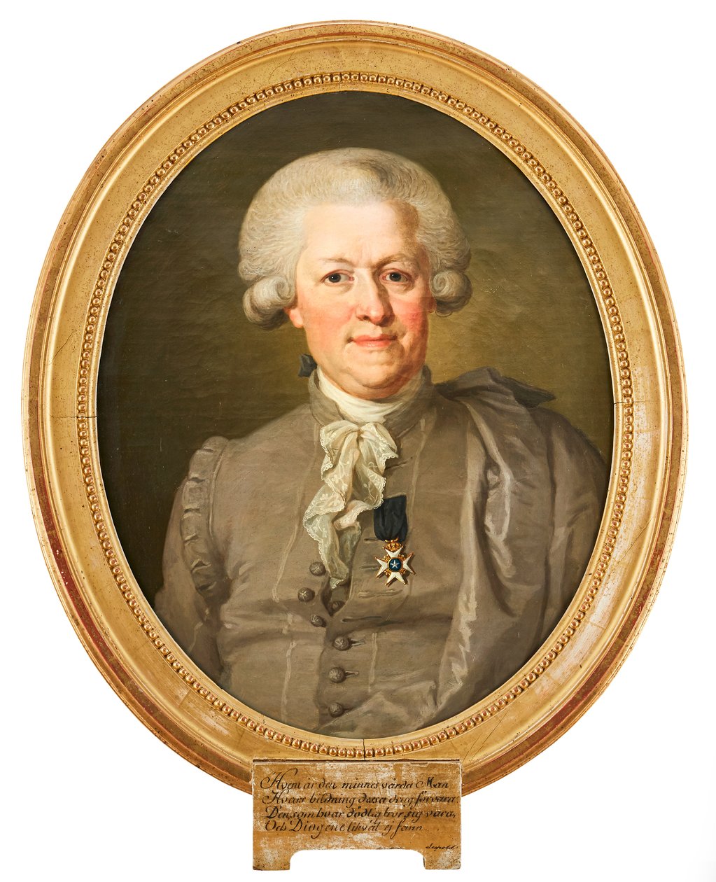 Portræt, der viser guvernør Nils von Rosenstein iført nationaldragten og med ridderne af Nordstjernordenens orden på brystet. Maleri af Lorenz Pasch d.y. (1733-1805) af Lorenz Pasch