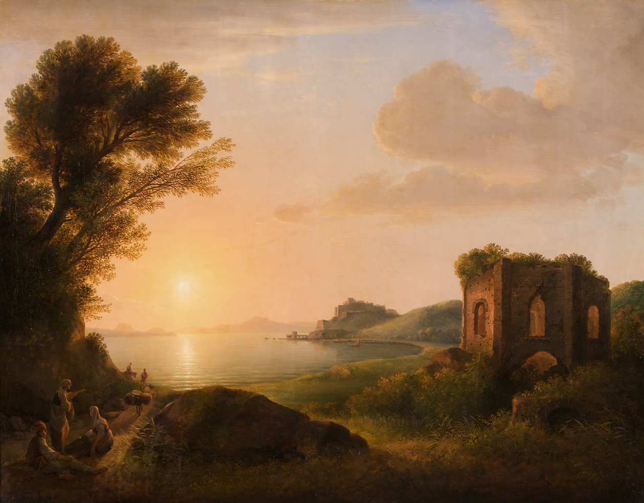 Baiae-bugten ved solnedgang af Lorenz Adolf Schönberger