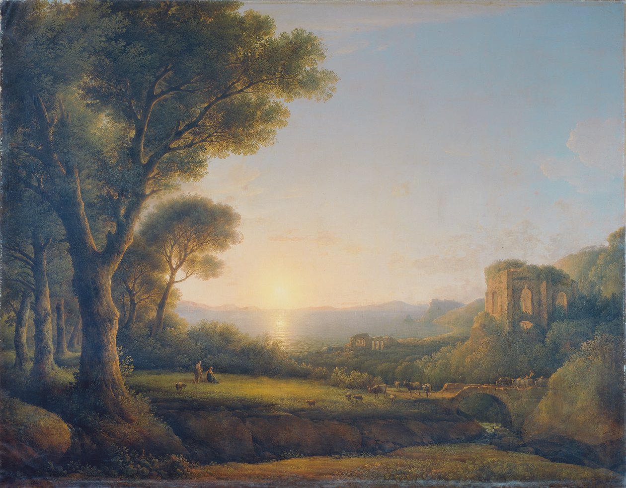 Baiae-bugten ved solnedgang af Lorenz Adolf Schönberger
