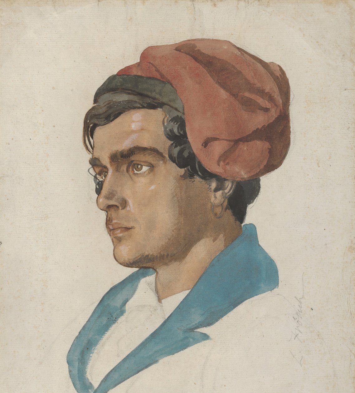 Hovedstudie af en fisker fra Capri, ca. 1849. af Lorenz Frølich