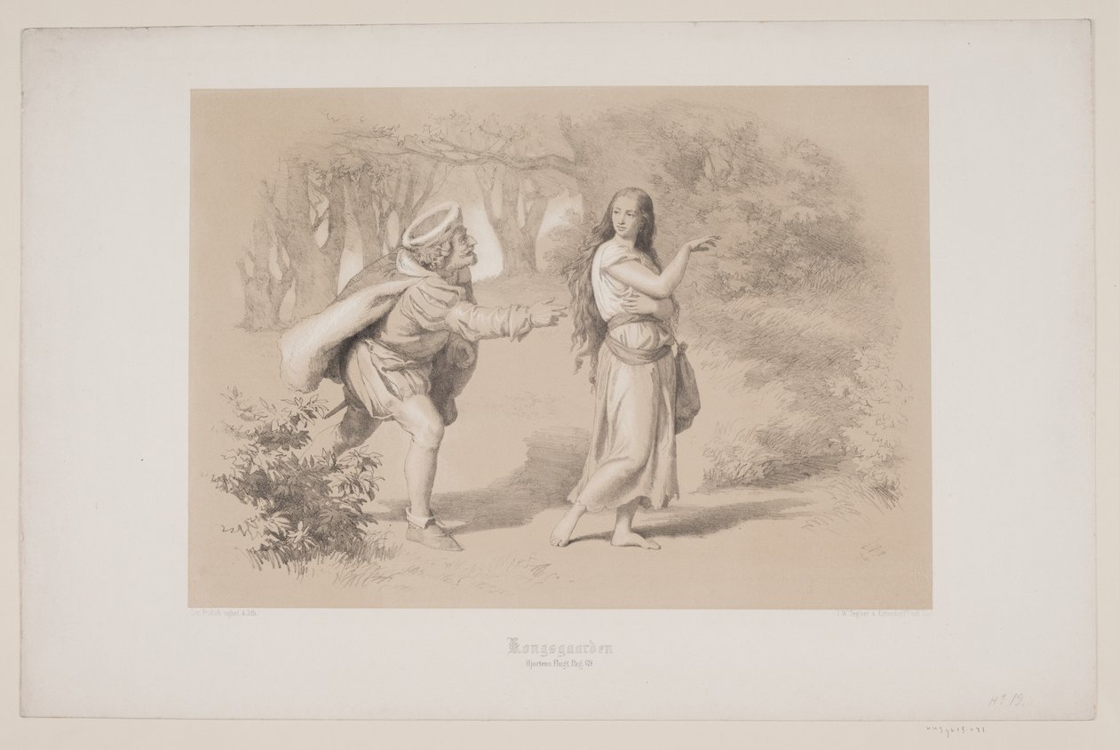 Kongsgården, pag. 69, illustration til Christian Winthers "Hjortens Flugt" af Lorenz Frølich