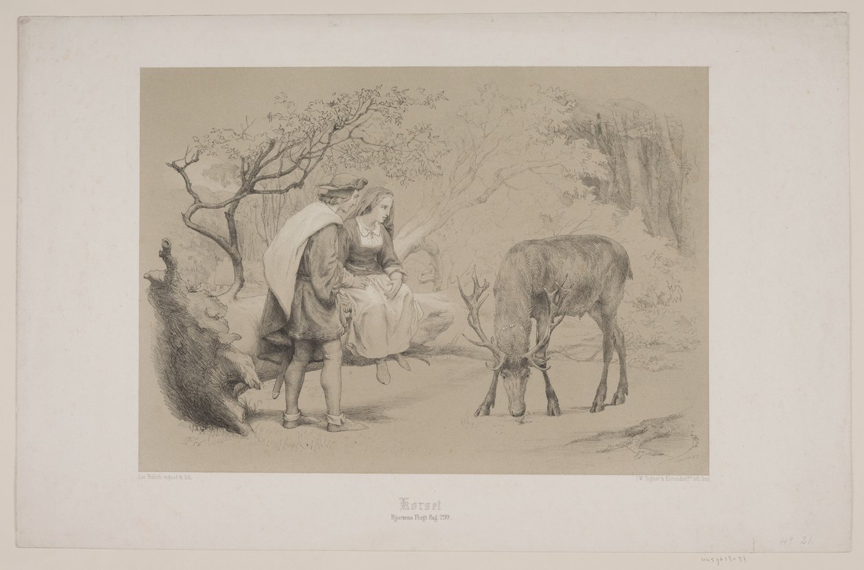 Korset, pag. 299, illustration til Christian Winthers "Hjortens Flugt" af Lorenz Frølich