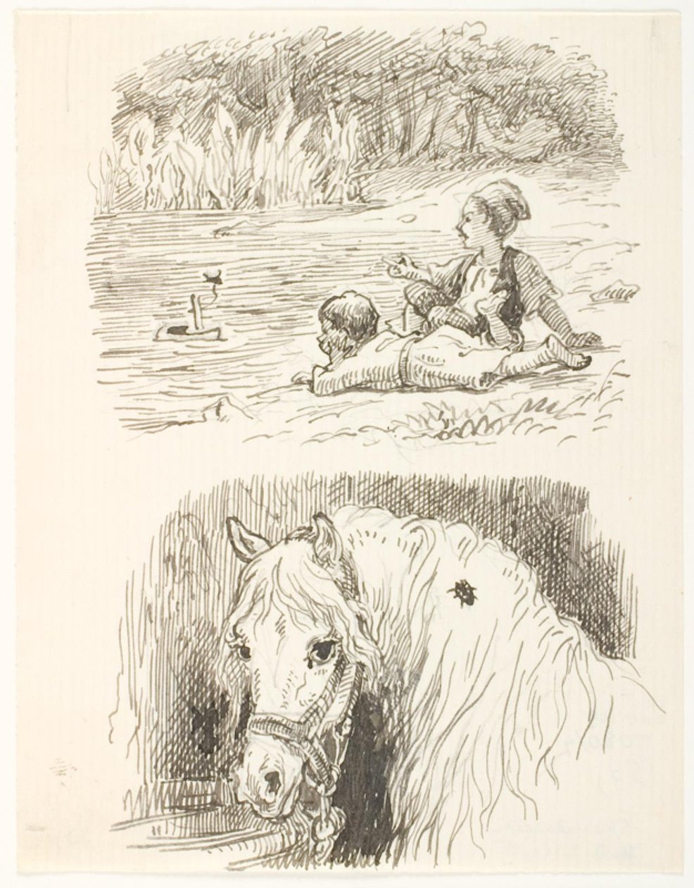 To udkast til illustrationer til Skarnbassen af Lorenz Frølich