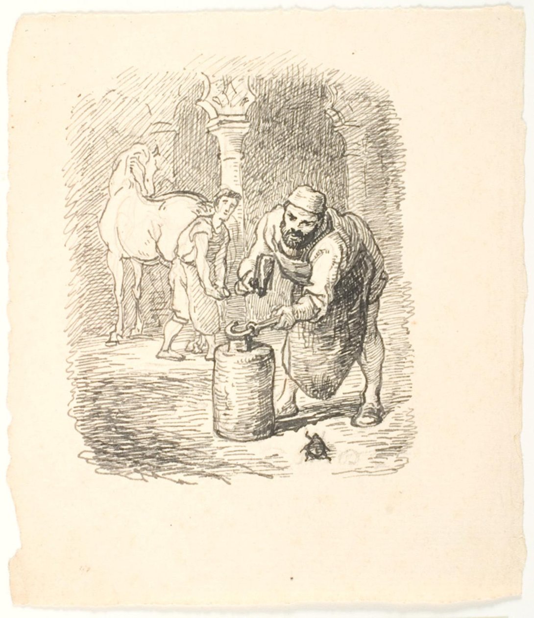 Udkast til illustration til Skarnbassen af Lorenz Frølich