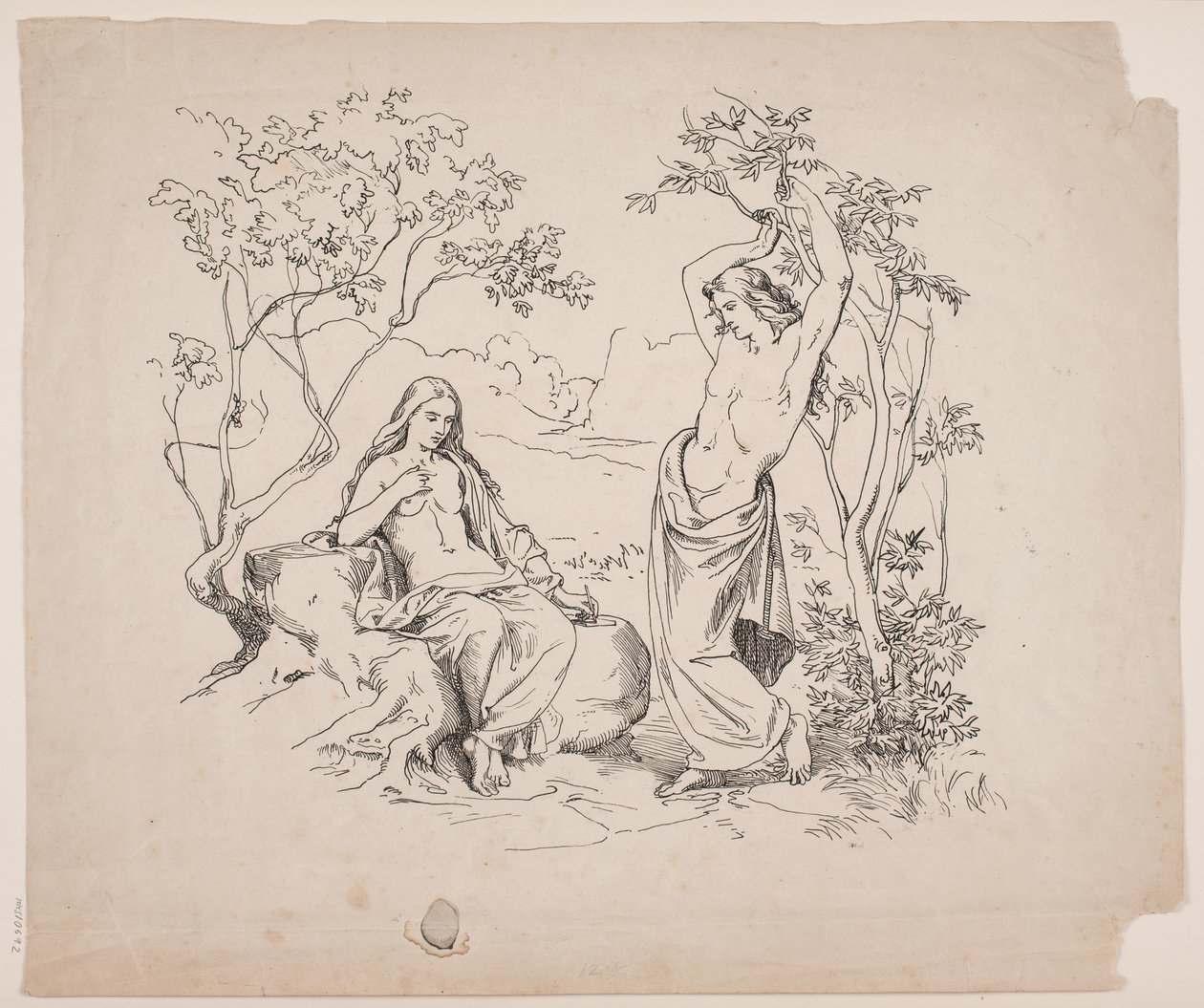 En siddende kvindelig og en stående mandlig figur af Lorenz Frølich