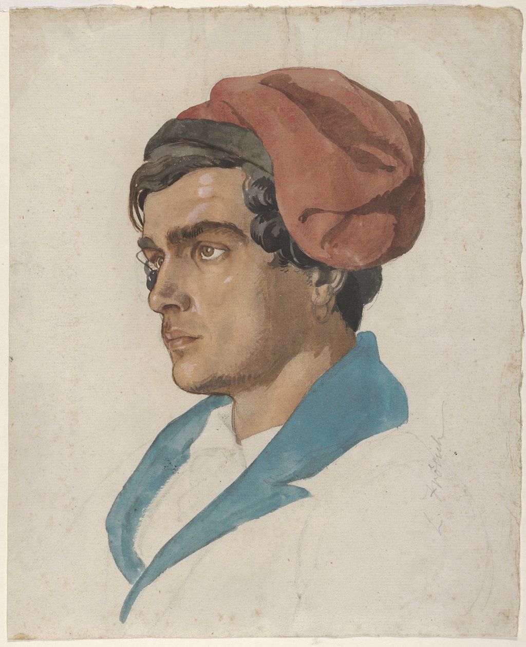 Hovedstudie af en fisker fra Capri af Lorenz Frølich