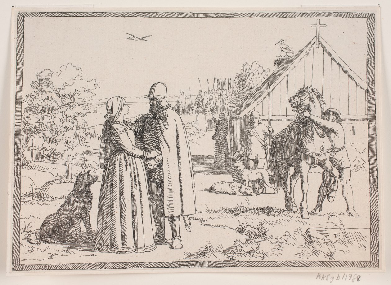 Illustration til Adam Oehlenschlägers digt "De to kirketårne" af Lorenz Frølich
