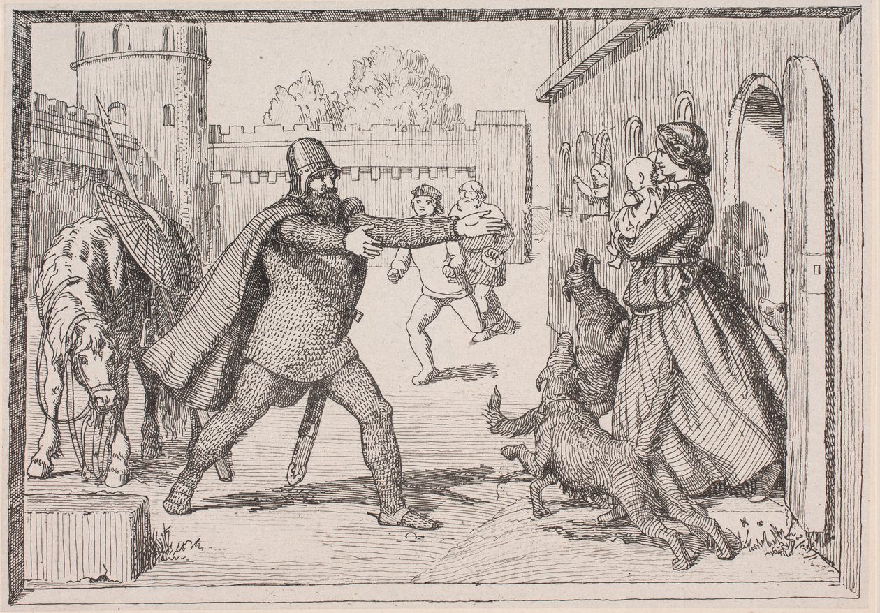 Illustration til Adam Oehlenschlägers digt „De to kirketårne“ af Lorenz Frølich