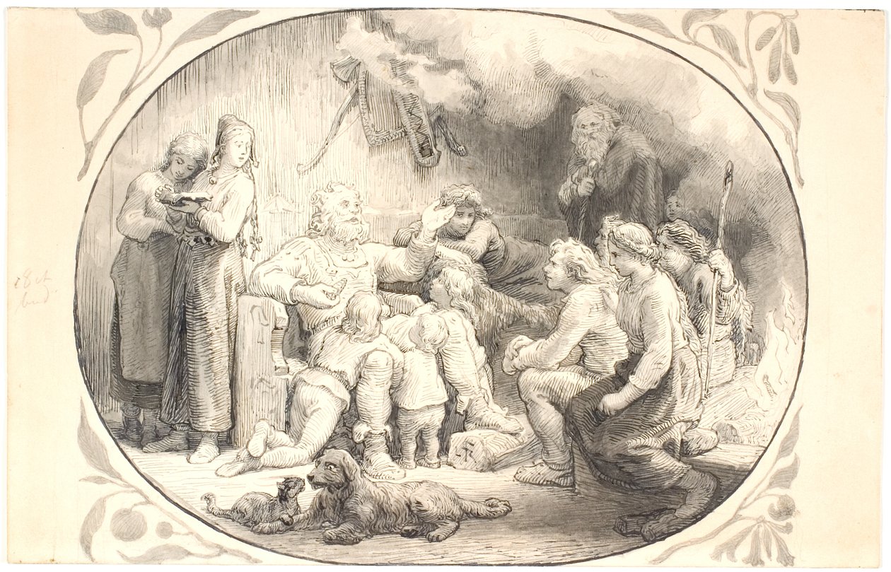 Illustration til kapitlet "Følget drager hjem" af Lorenz Frølich