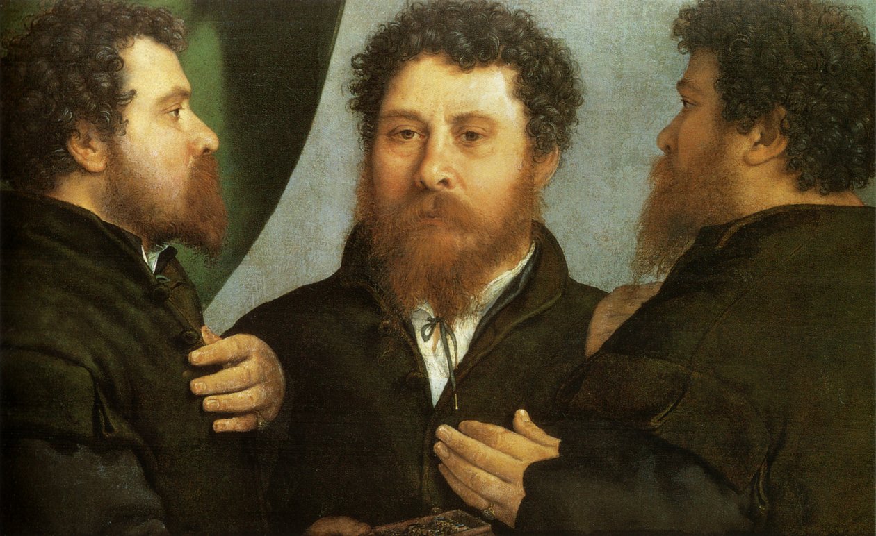 Guldsmed set fra tre sider af Lorenzo Lotto