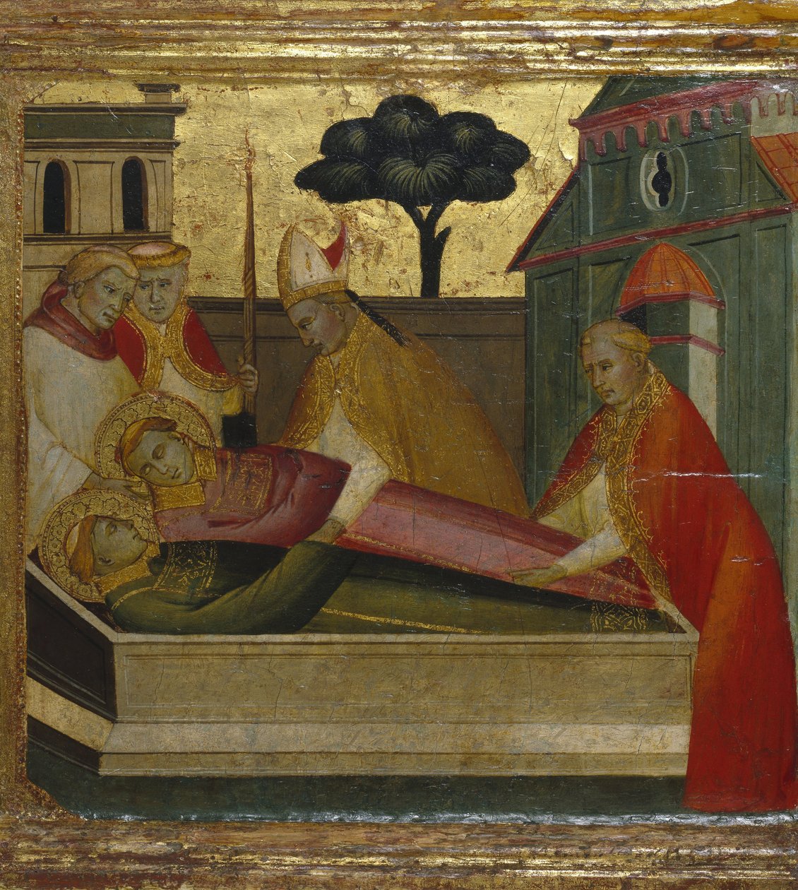 Saint Lawrence begravet i Saint Stephens grav af Lorenzo di Niccolò