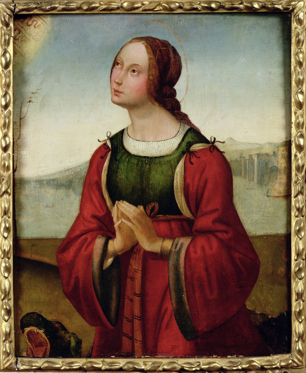 St. Margaret ved bønnen af Lorenzo Costa