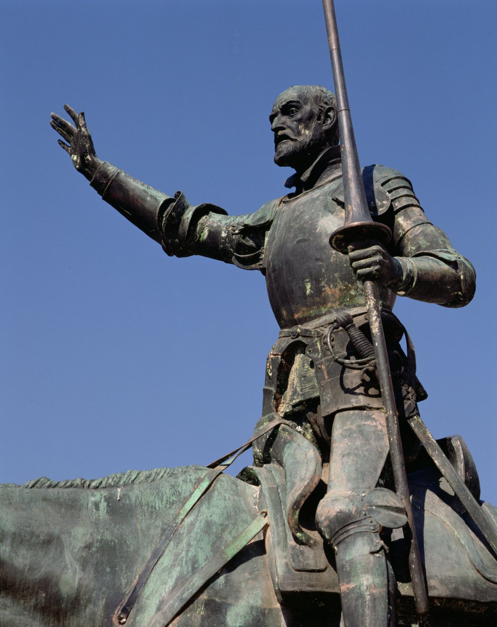 Don Quixote, fra monumentet til Miguel de Cervantes (1547-1616) 1927 (bronze) (detaljer) af Lorenzo Coullaut Valera