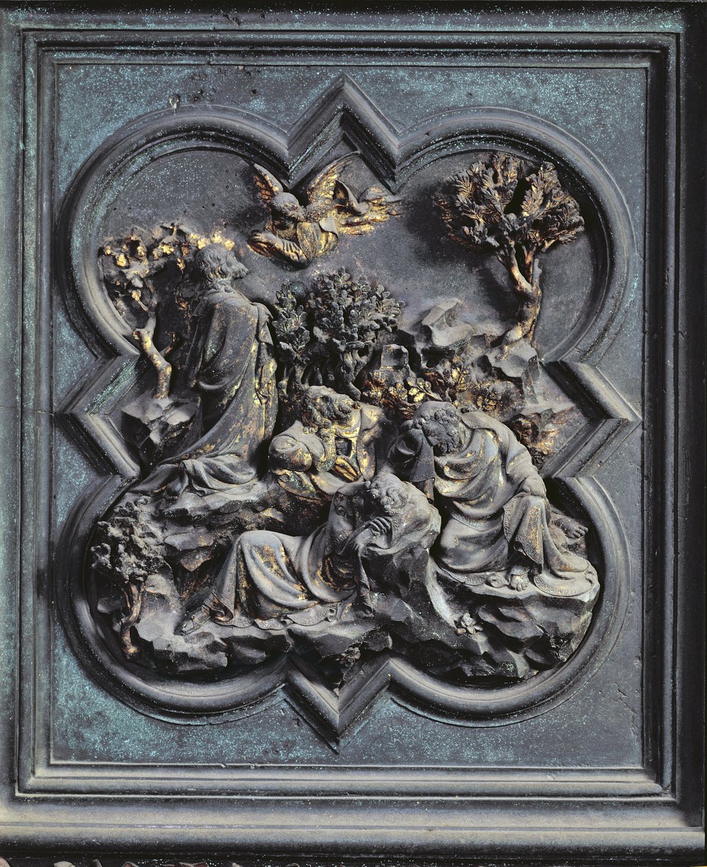 Agony in the Garden, trettende panel af norddørene til dåbskapellet San Giovanni, 1403-24 (bronze) af Lorenzo Ghiberti