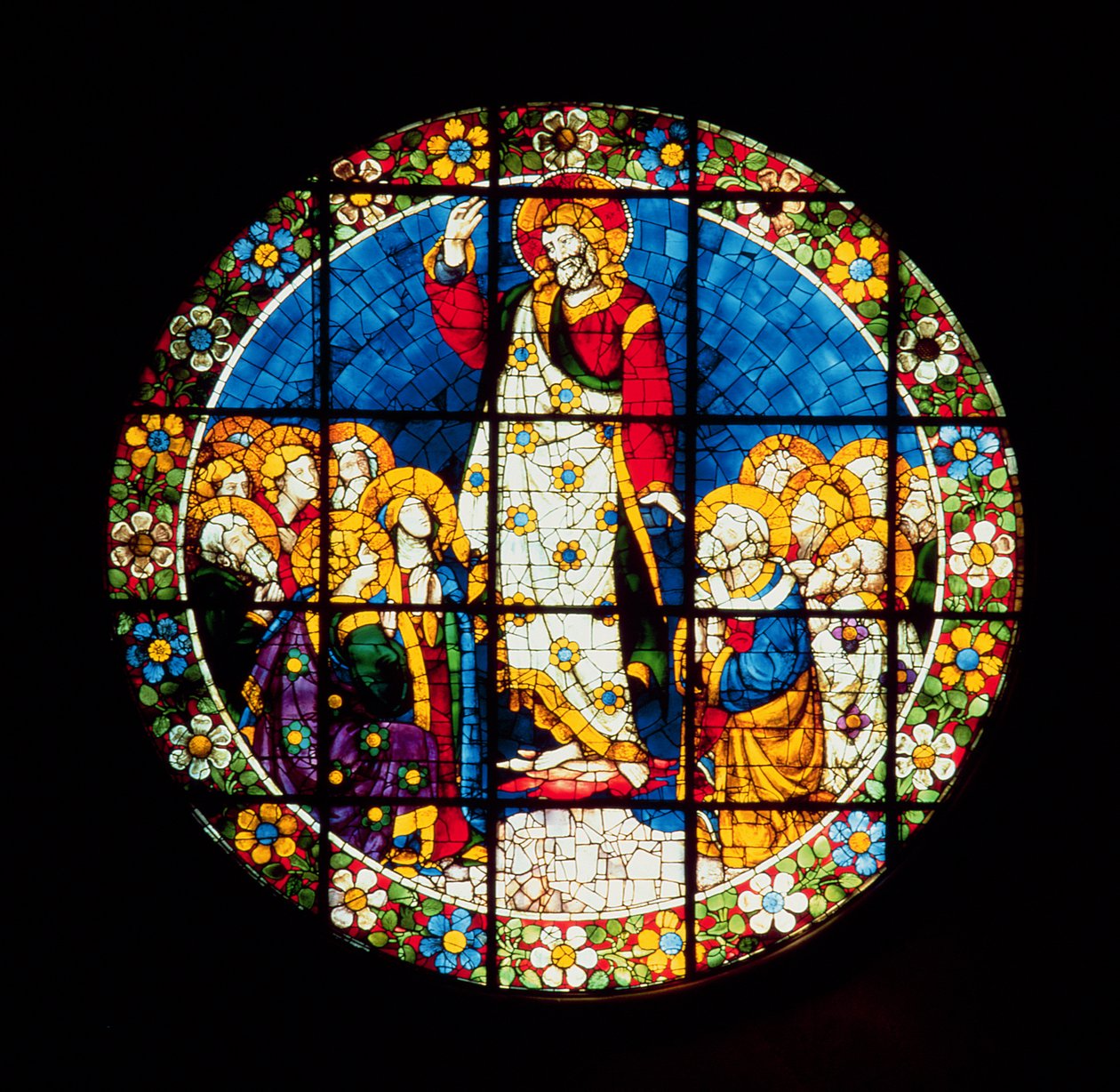 Oculus skildrer Kristi himmelfart, 1443-5 (farvet glas) af Lorenzo Ghiberti