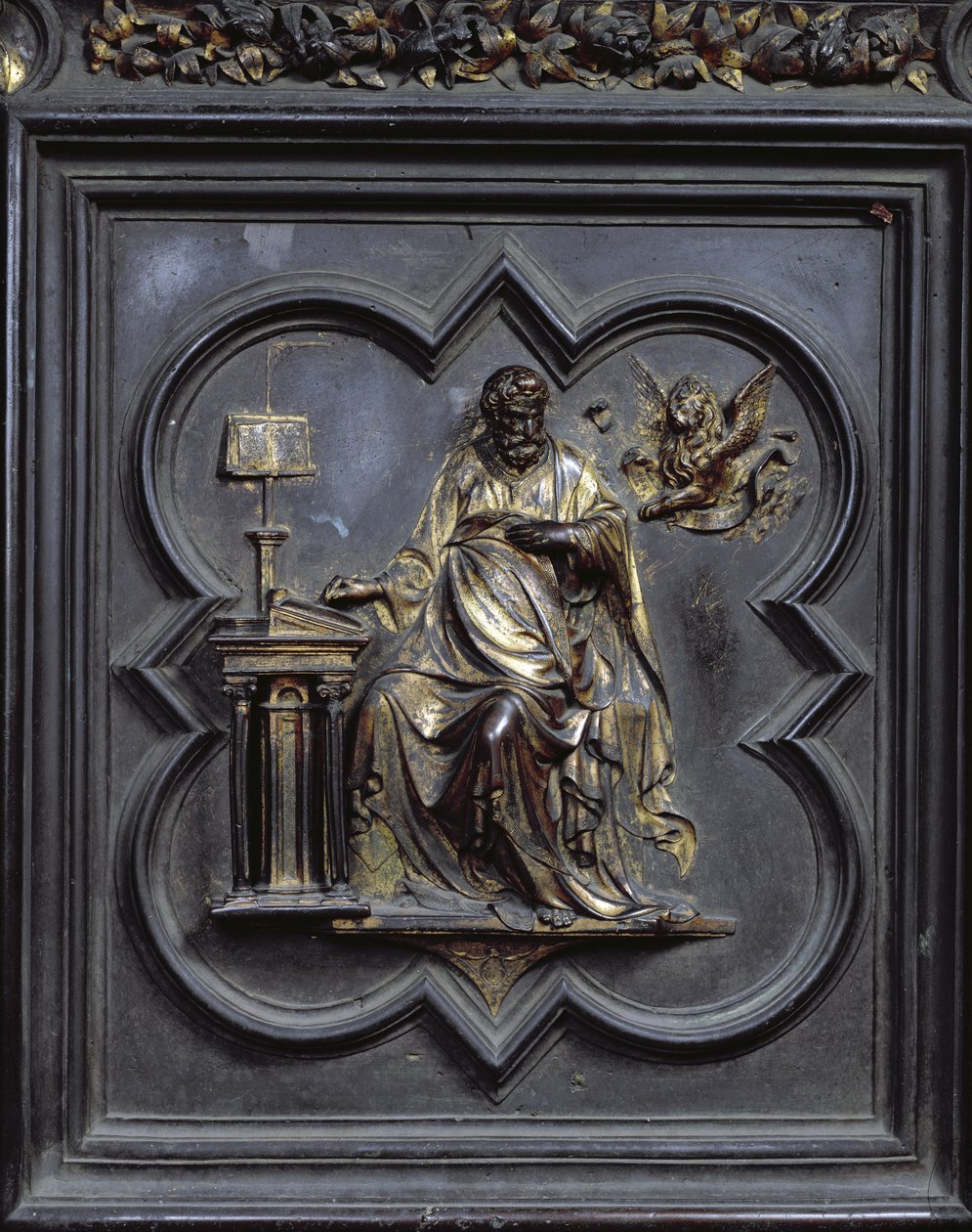 St Mark the Evangelist, panel D af norddørene til dåbskapellet San Giovanni, 1403-24 (bronze) af Lorenzo Ghiberti
