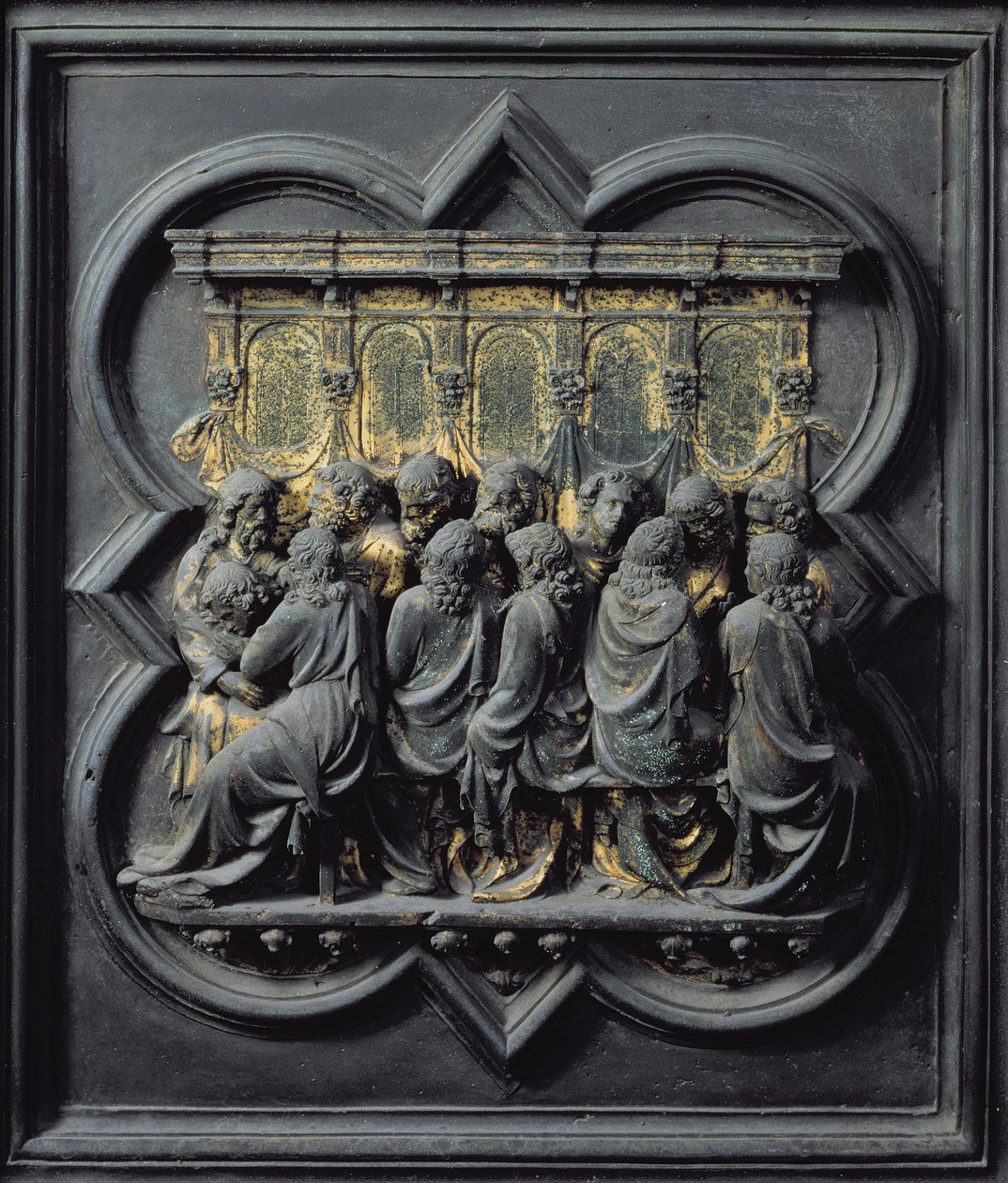 Den sidste nadver, tolvte panel af norddørene til dåbskapellet San Giovanni, 1203-24 (bronze) af Lorenzo Ghiberti