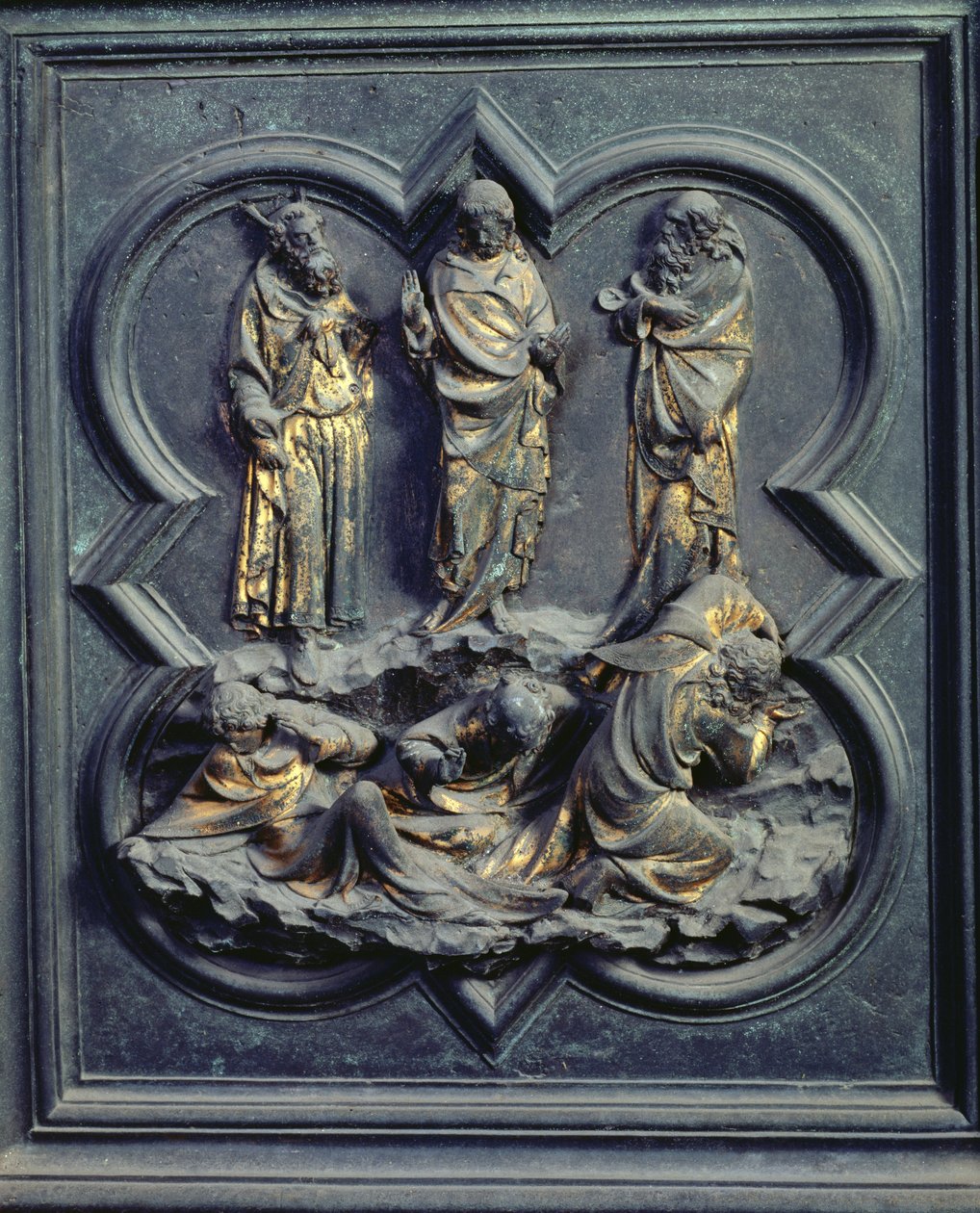 Transfigurationen, niende panel af norddørene til dåbskapellet San Giovanni, 1403-24 (bronze) af Lorenzo Ghiberti