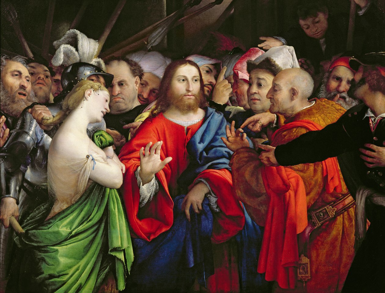 Kristus og den utro kvinde, ca.1527-29 af Lorenzo Lotto