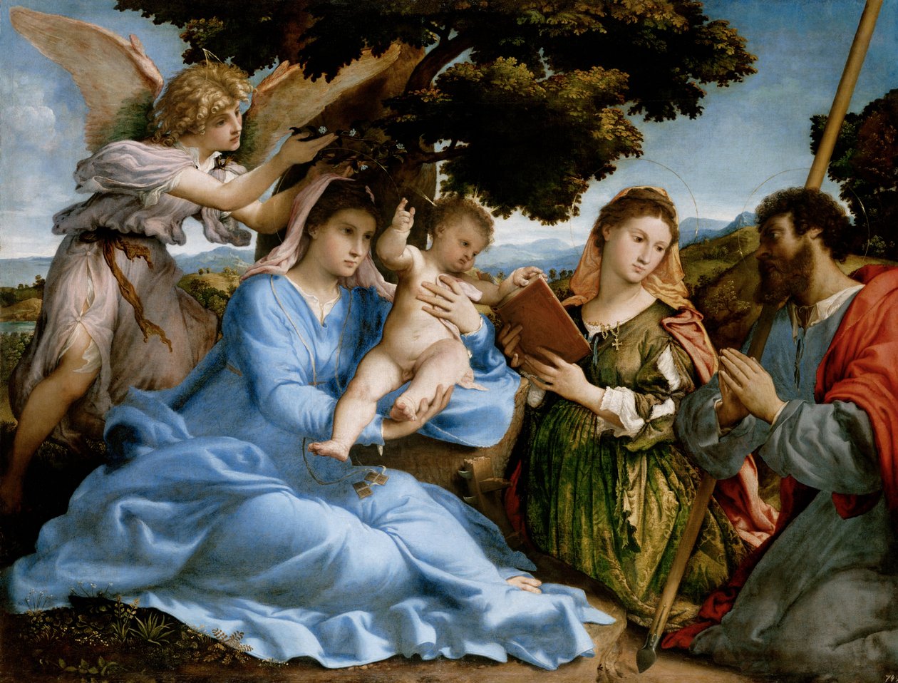 Madonna og barn med de hellige Catherine og Thomas (sacra conversazione) af Lorenzo Lotto