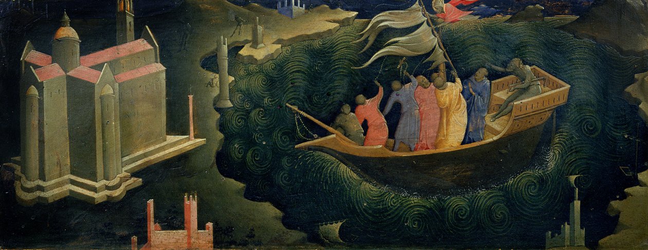 St. Nicholas of Myra Calming the Storm (tempera på panel) af Lorenzo Monaco