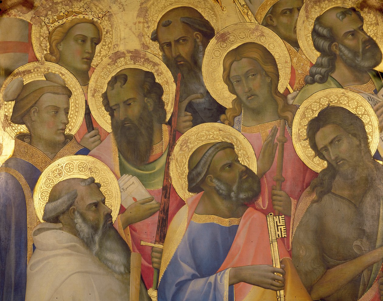 Jomfruens kroning, detalje af de helliges ansigter, 1413 (tempera på panel) af Lorenzo Monaco