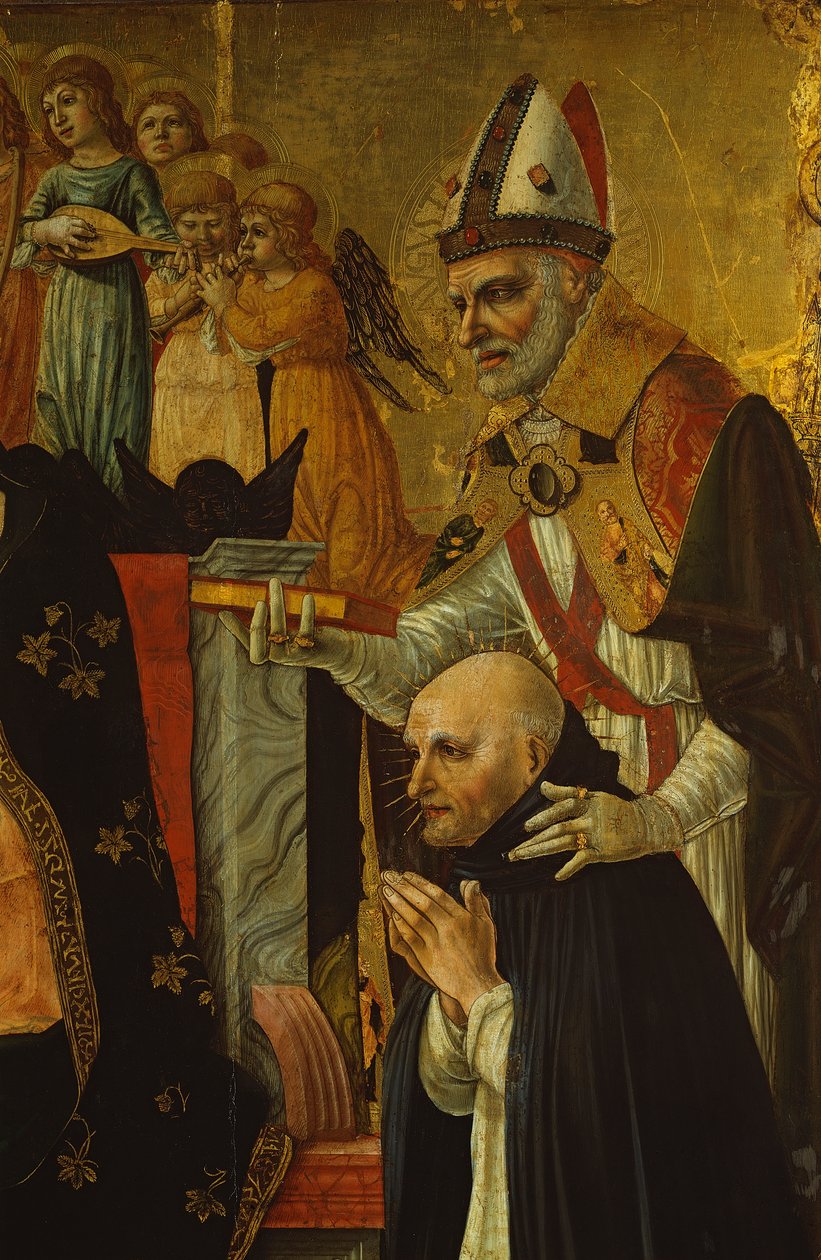 Ægteskabet mellem Skt. Katarina af Siena, detalje af Skt. Augustin og Dominikaner Beatus, ca. 1481-1500 (tempera på panel) (se også 99055) af Lorenzo dAlessandro da Severino II