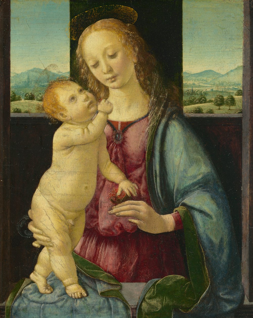 Madonna og barn med et granatæble, 1475-80 af Lorenzo di Credi