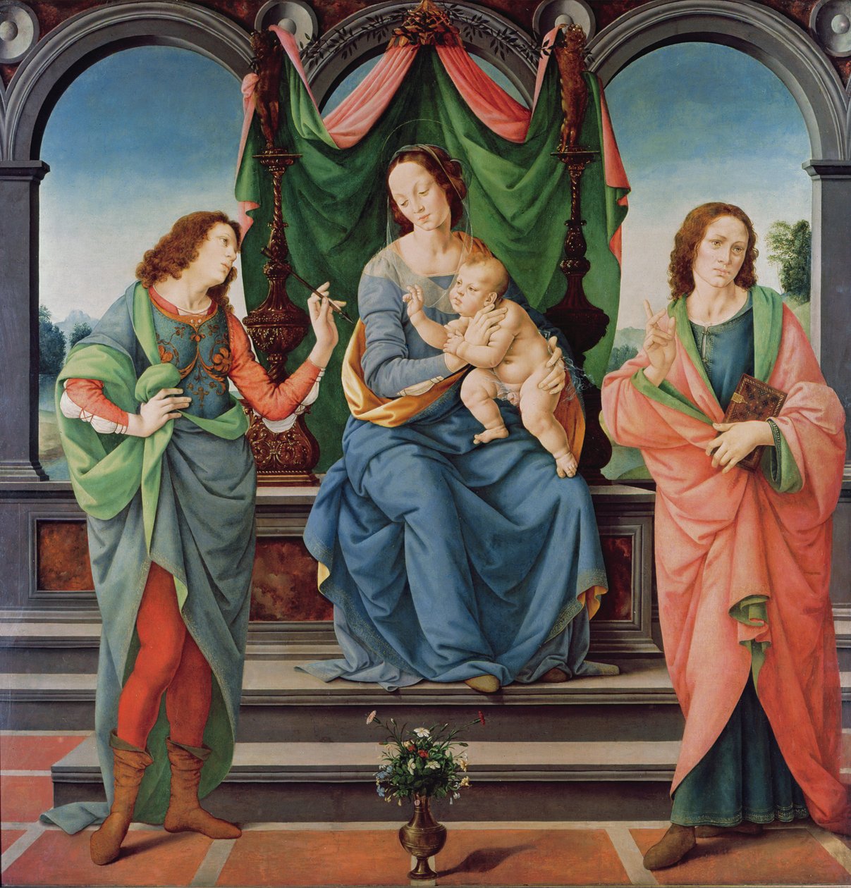 Jomfruen og barnet mellem Sankt Johannes og Sankt Sebastian af Lorenzo di Credi