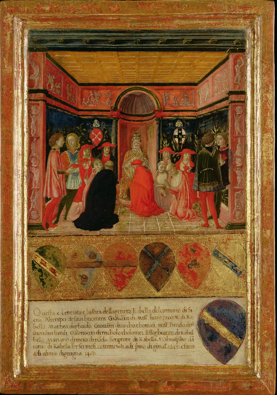 Pave Pius II (1405-64) ordinerer kardinal Francesco Piccolomini Todeschi (1439-1503) 1460 af Lorenzo di Pietro Vecchietta