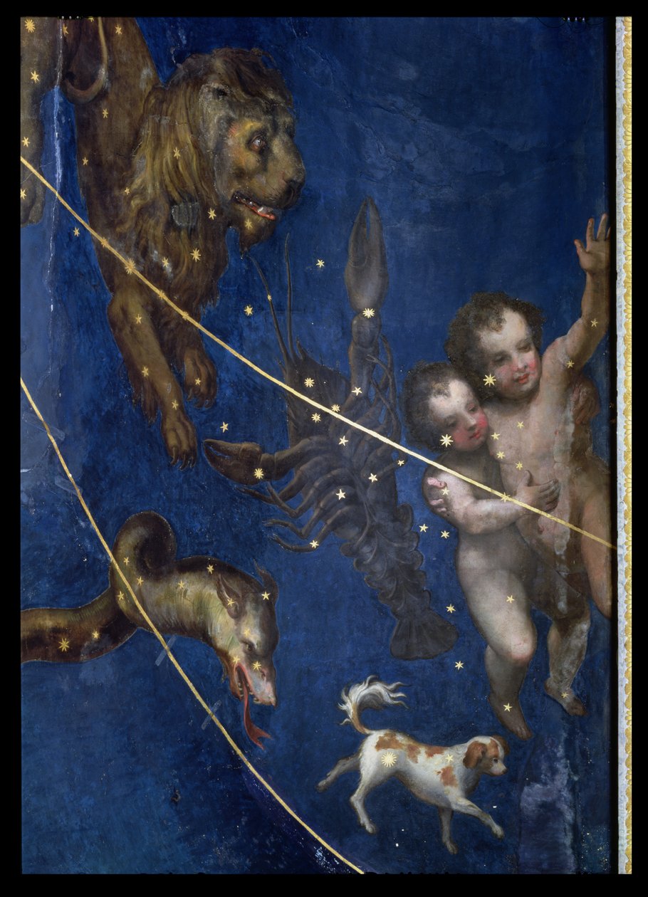 Stjernetegn, detalje fra loftet på Sala dello Zodiaco, 1579 (detaljer) af Lorenzo Costa