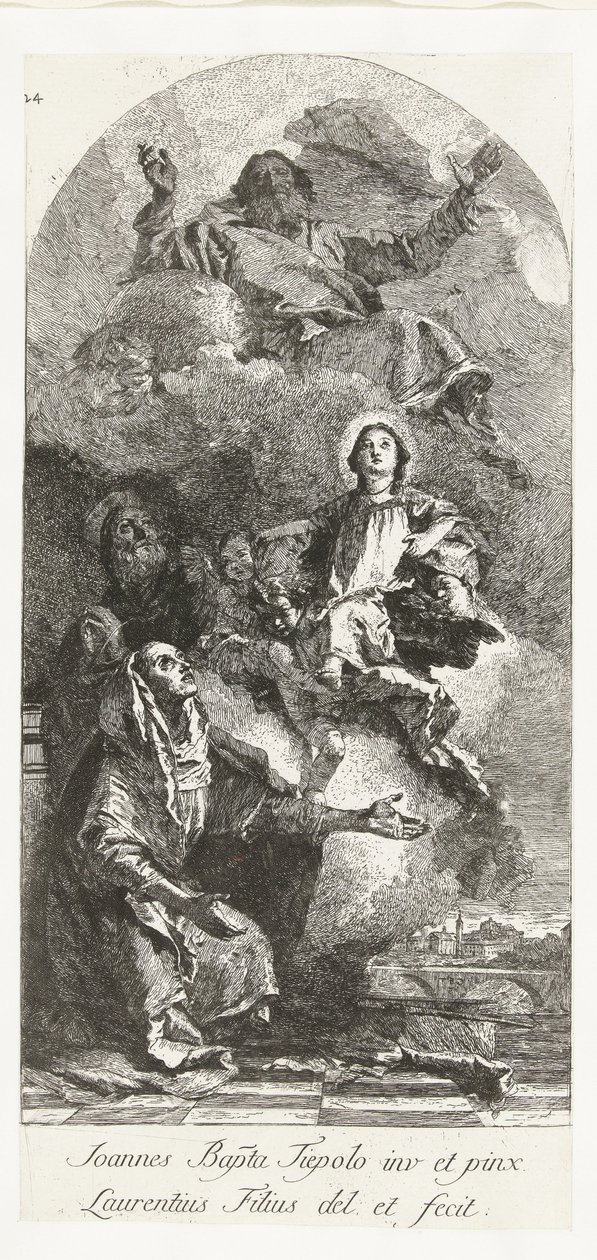 Sts Joachim og Anna med Gud Faderen og Jomfruen Sankt Anna og Joachim med Maria og Gud Fader af Lorenzo Baldissera Tiepolo