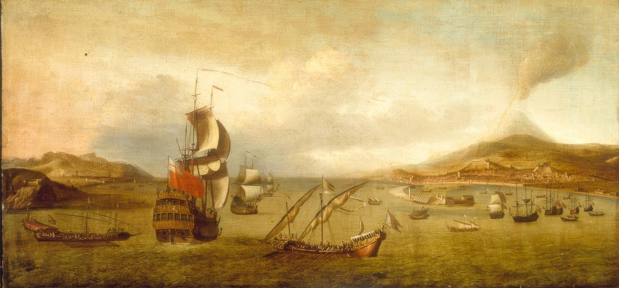 Britisk eskadron og levantinske kabysser i havet af Lorenzo Castro