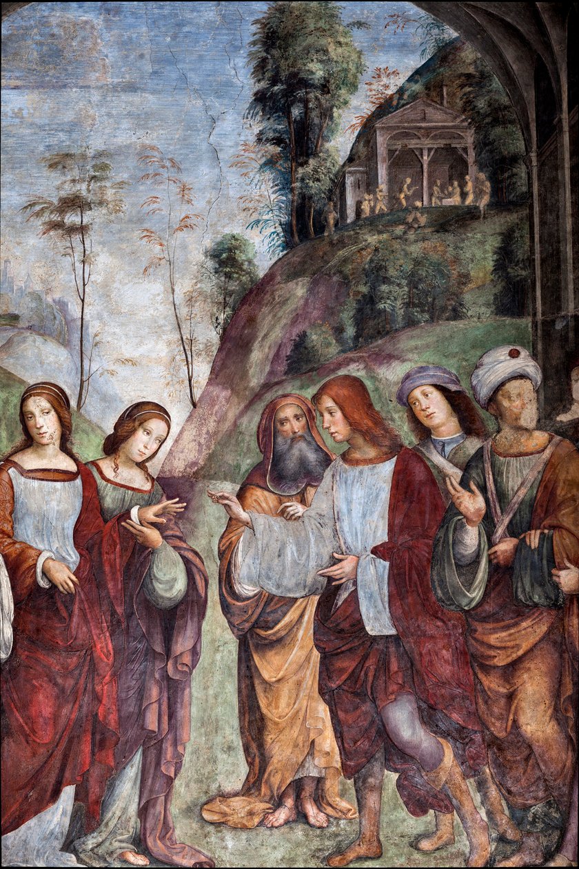 St. Cecilias liv: St. Cecilias og Baldrians bryllup, detalje (fresco af Lorenzo Costa